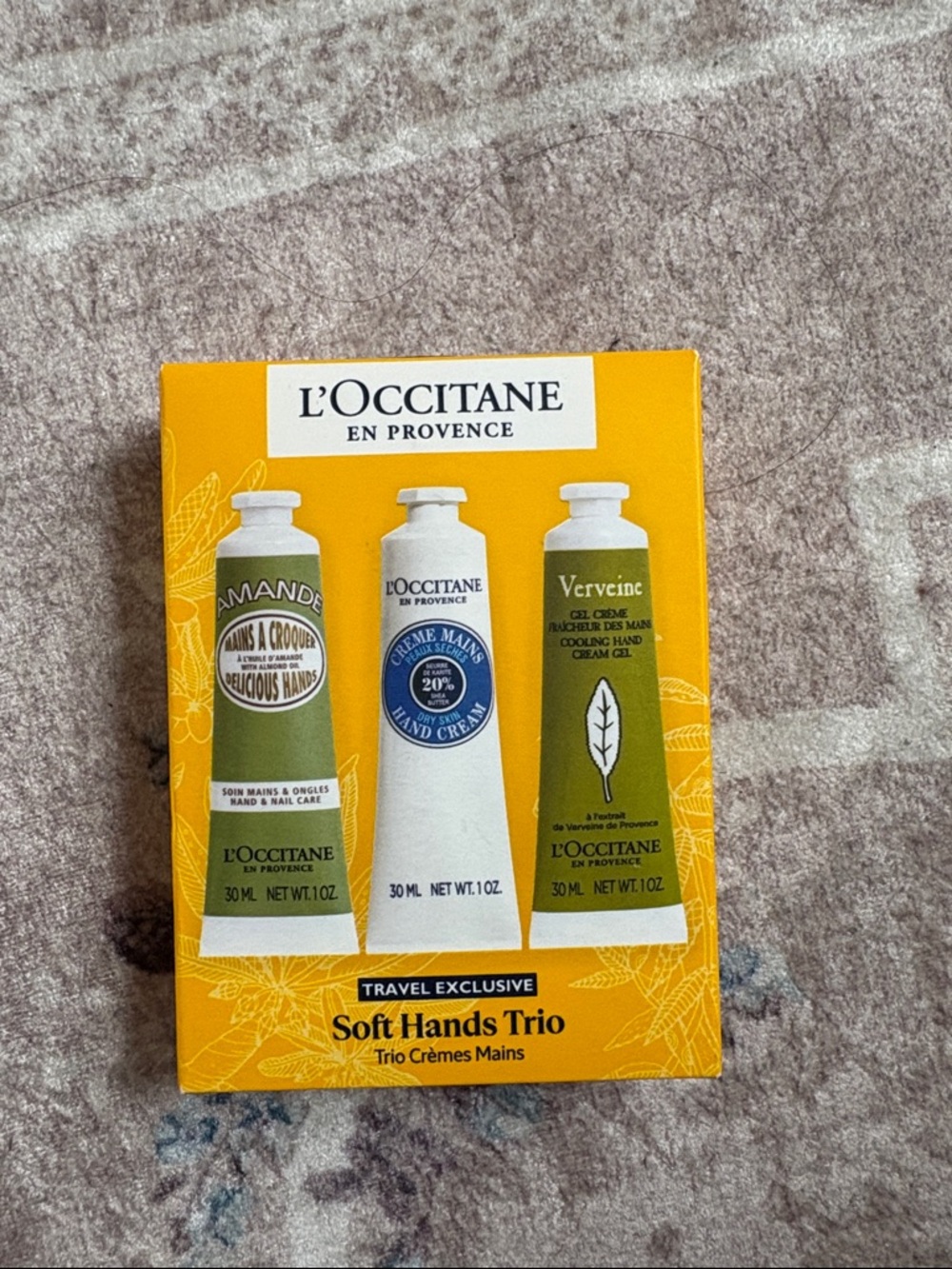 L'OCCITANE Soft Hands Trio - Yellow, Green & White Packaging